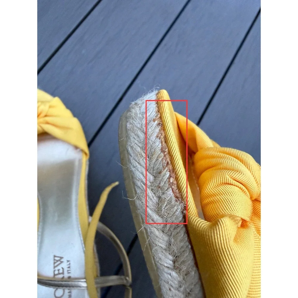 J.Crew Yellow Grosgrain‎ Bow Espadrille Wedge Sandals Womens 10 Made in Italy